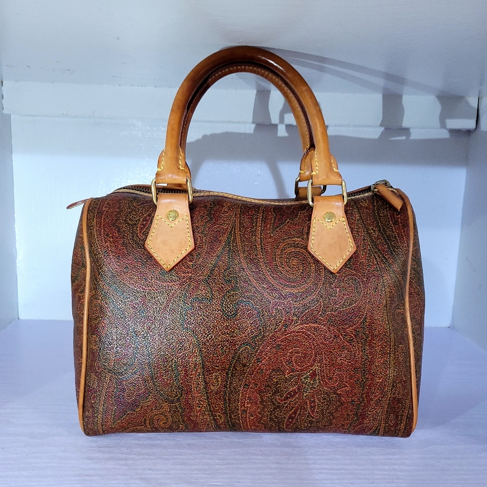 ETRO MILANO Mini Bowling Red Paisley Speedy Bag - Picture 2 of 12